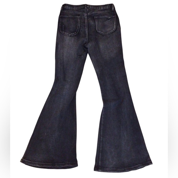 Almost Famous Womens Size 9 High Rise Black Distressed Flare Jeans Boho 70s - Picture 7 of 14